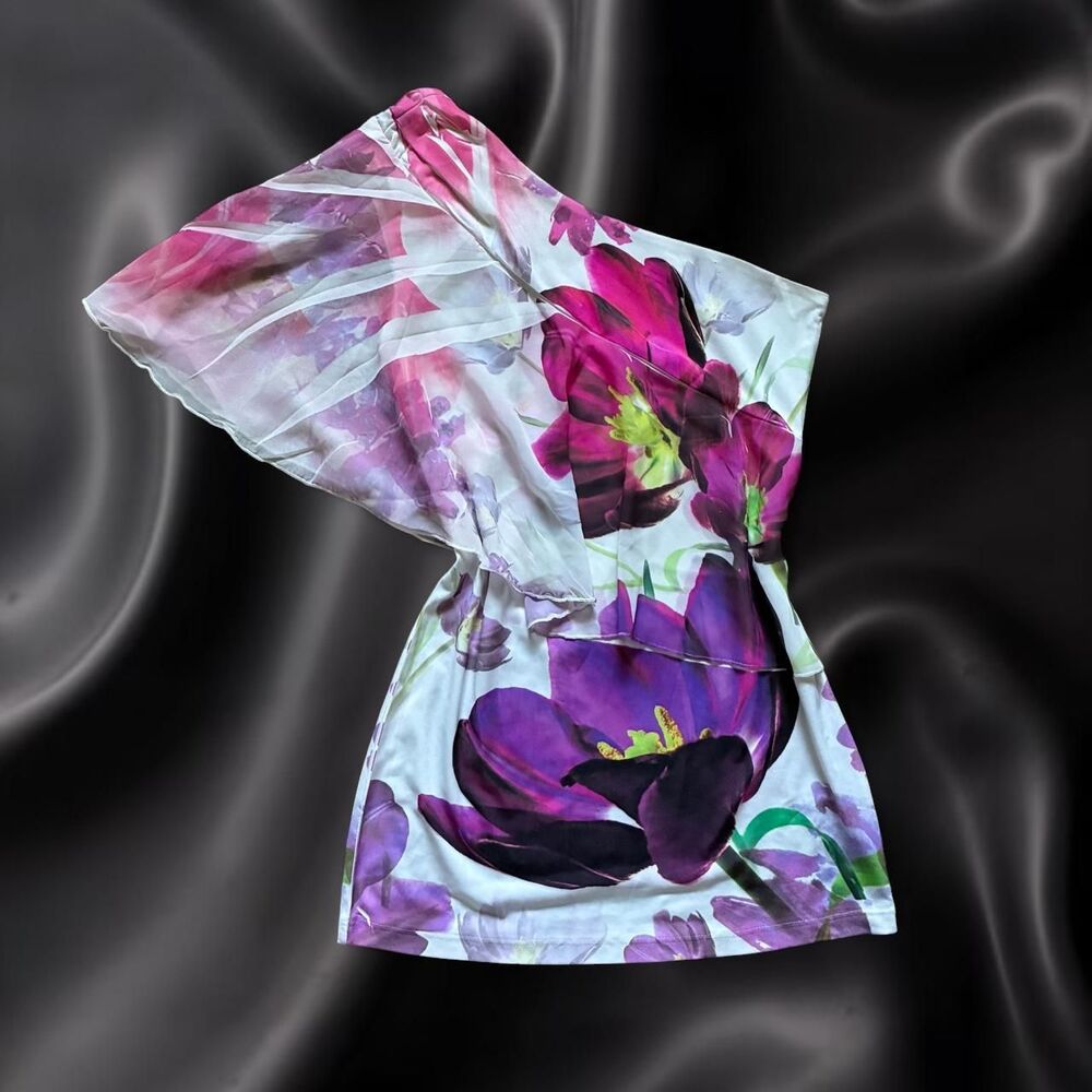 One Shouldered Floral Top